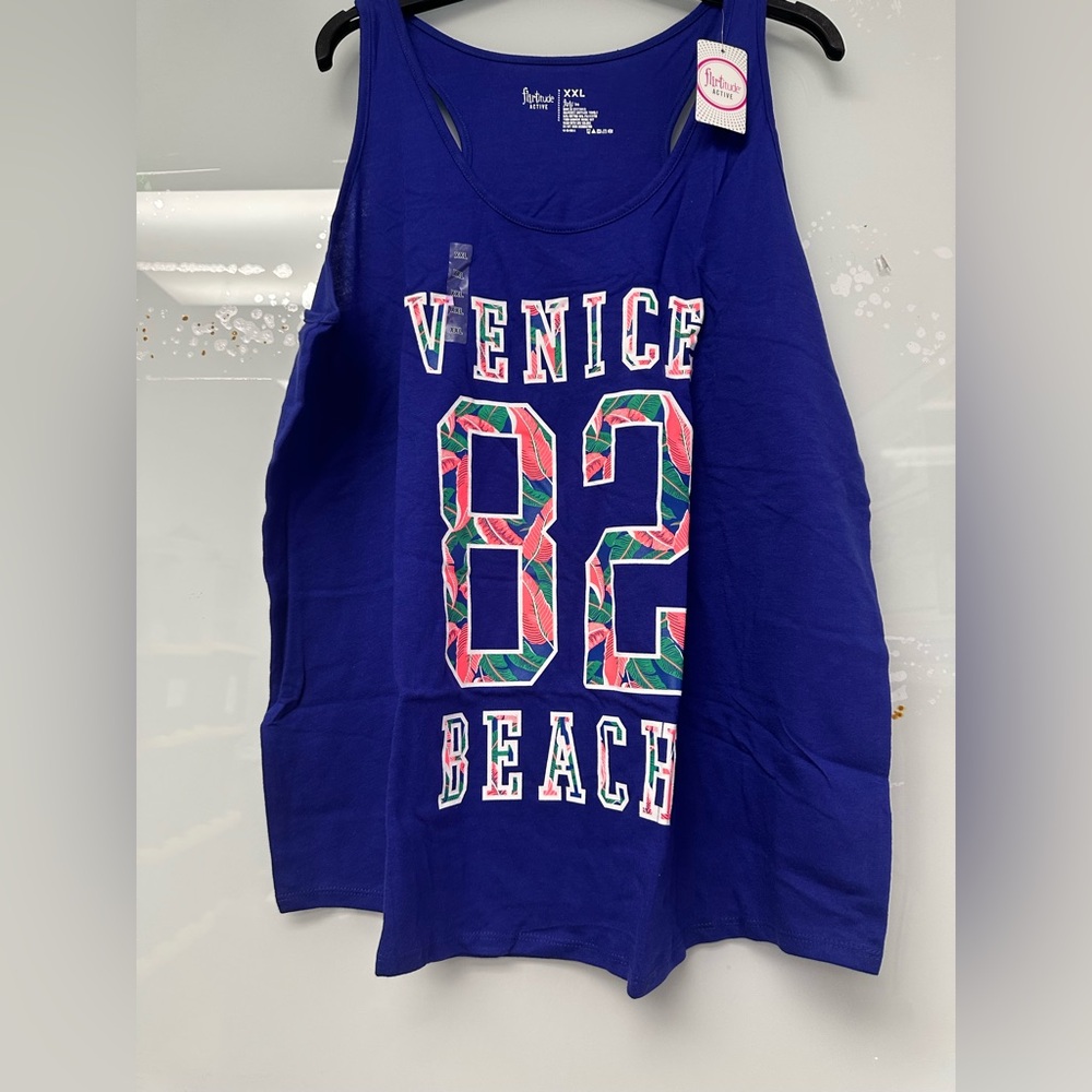 Flirtatude Women's Racerback Tank Top In Fun Blue New With Tags Size XXL